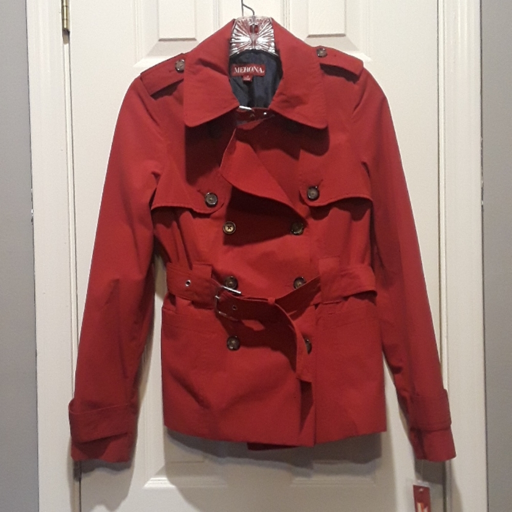 Red Belted Trenchcoat